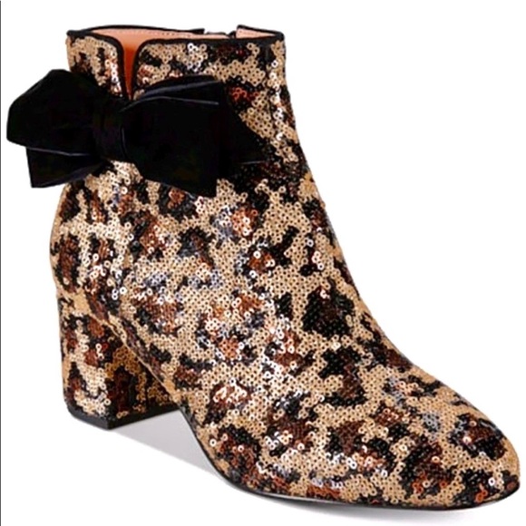 kate spade Leopard Sequin Bow Ankle Booties NIB! - Picture 5 of 5